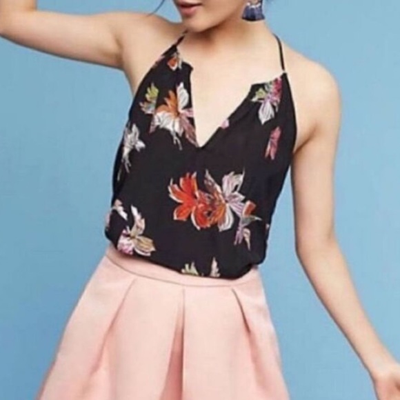 Anthropologie Maeve silk pintuck cami